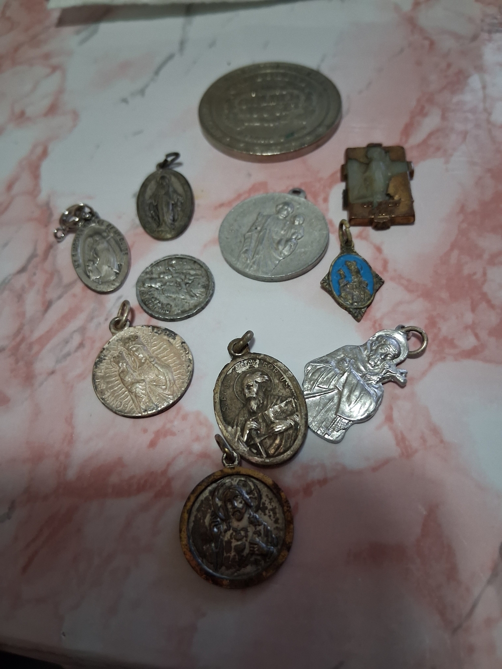 Vintage Religious Medal Lot - Mixed Metal Tones